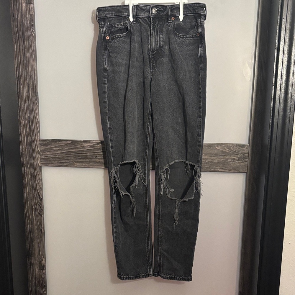 American Eagle Black Distressed Jeans Women Size 4
